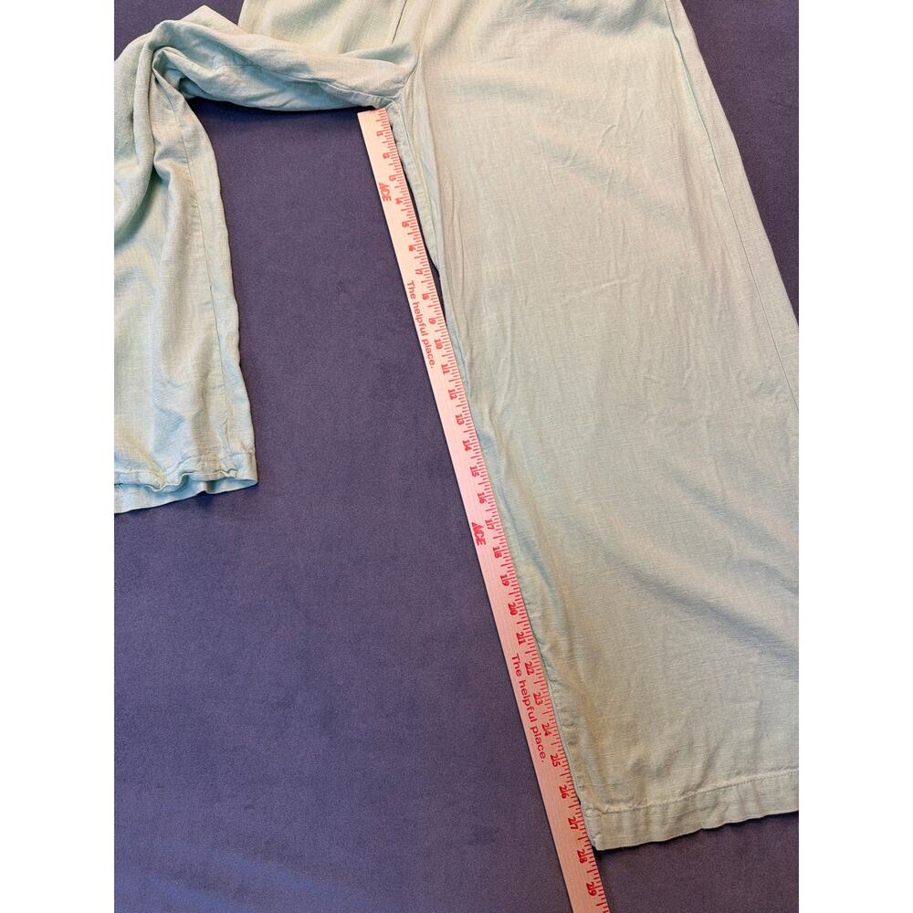 Coco + Jaimeson Linen Drawstring Waist Pants Womens M Mint Wide Leg - Picture 4 of 10